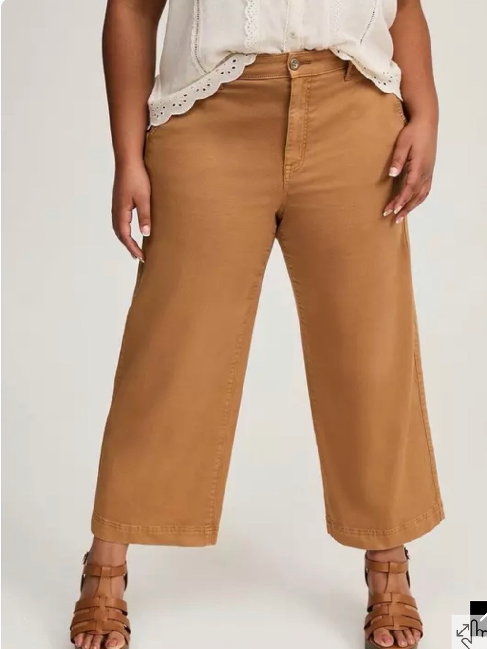 torrid Cropped Wide-Leg Pants in Caramel